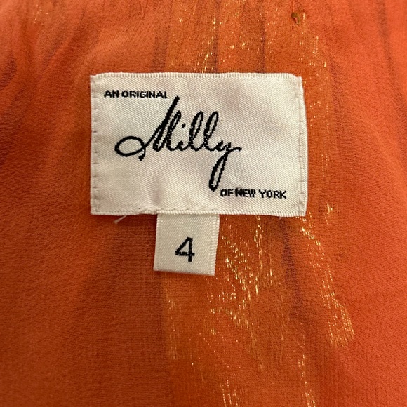Milly Silk long tank top - Coral & Gold - SZ 4 - Picture 2 of 3